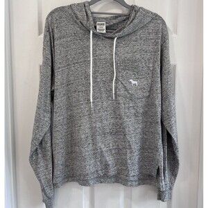 Victoria's Secret Pink Campus Long Sleeve Hoodie Gray Medium 2018 Y2K